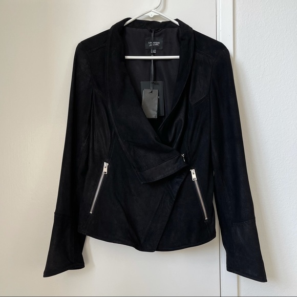 Lamarque Jackets & Blazers - LAMARQUE Draped Suede Leather Jacket Sz M NWT